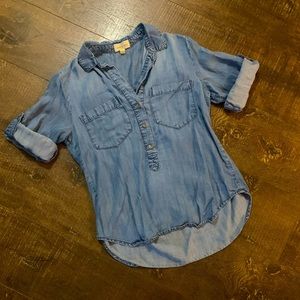 Cloth & Stone roll tab sleeve denim shirt